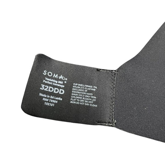 Soma Bra Vanishing 360 Perfect Coverage Black 32DDD Underwire Lined - Picture 6 of 8